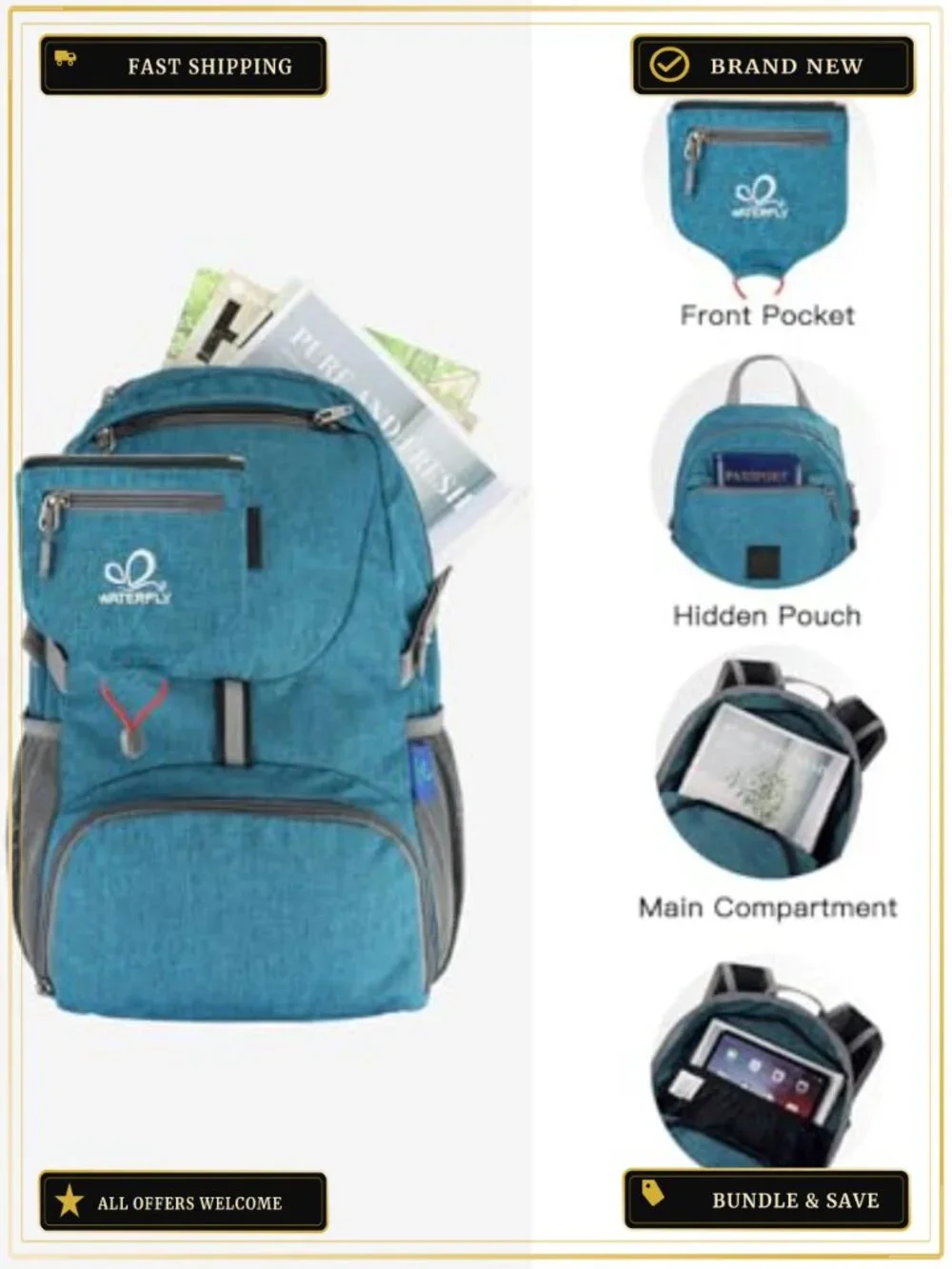 Foldable 20L Lightweight Daypack Hiking Travel Ultra-Light Packable Backpack